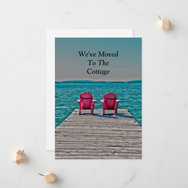 Faire-part Adirondack Chaises De Plage Nouvelle Adresse Turqu (Devant/Arrière en situation)