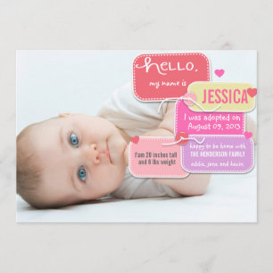 Faire-part Adoption personnalisée nouveau bébé fille faire-pa