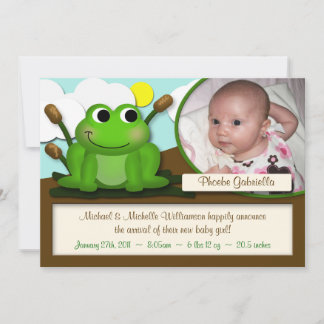 Faire-part Adorable Froggy Boy ou Girl Birth Annonces