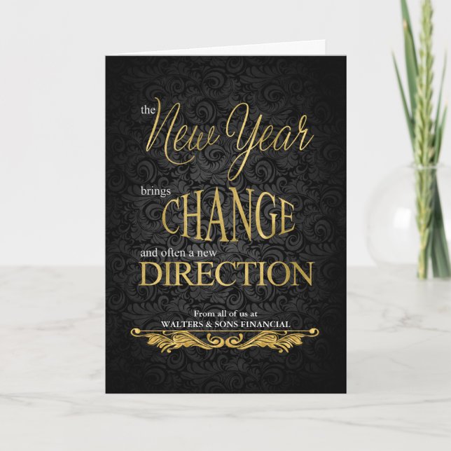 Faire-part Affaires Noir et or Nouvel An Nouvelle direction (Devant)