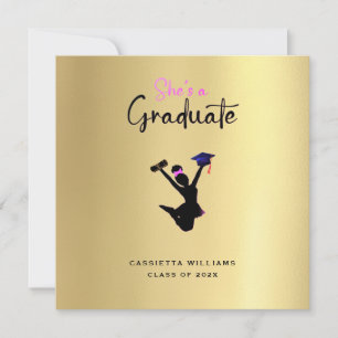 Faire-part Afro-Américain Diplômé Or