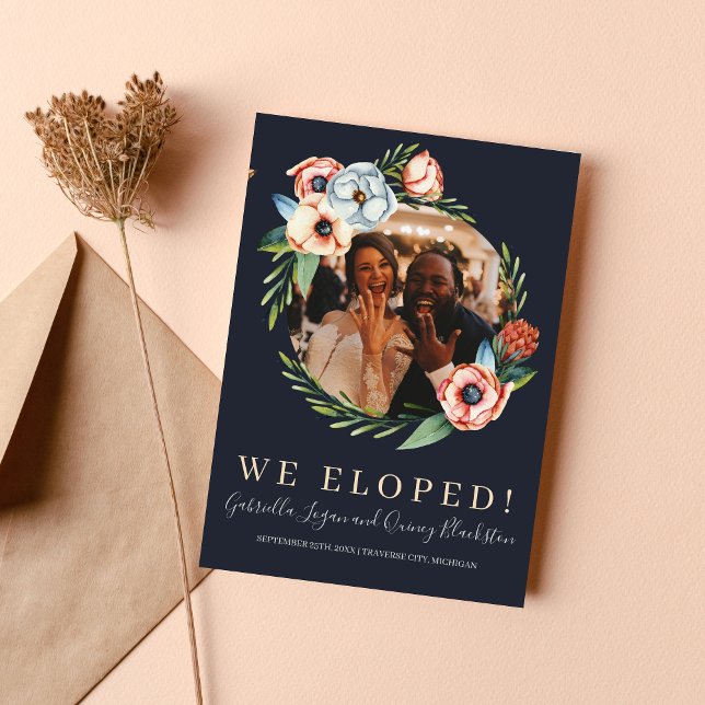 Faire-part Agritourisme Floral Anémone Verdure Wreath Elopeme (Créateur téléchargé)