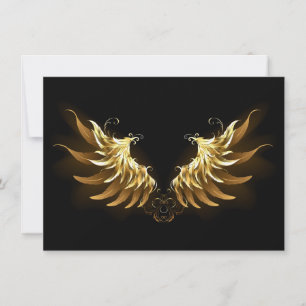 Faire-part Ailes d'Ange d'or sur arrière - plan noir