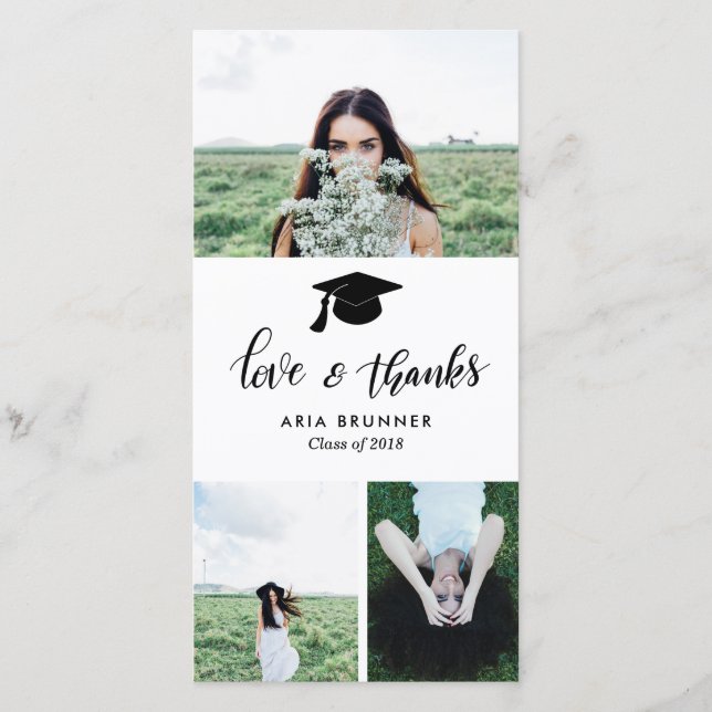 Faire-part Amour et remerciements de diplômé Trois Photo Mode (Devant)