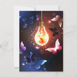 Faire-part Ampoule lumineuse avec papillons nocturnes