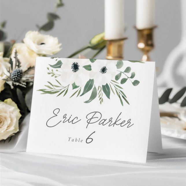 Faire-part Anemones Sage Eucalyptus Mariage Table Place Card (Anemones Sage Eucalyptus Wedding Table Place Card)
