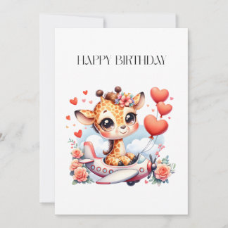 Faire-part Anniversaire Avion Girafe