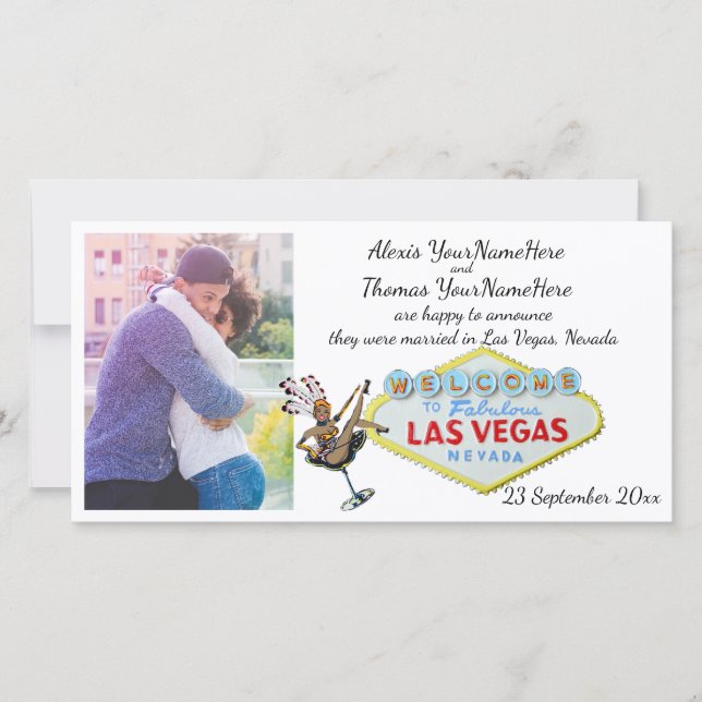 Faire-part Annonce de mariage avec photo à Las Vegas (Devant)