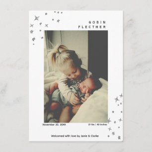 Faire-part Annonce de naissance avec photo et étoile doodle m