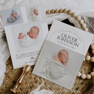 Faire-part Annonce de naissance de bébé avec arche dorée simp