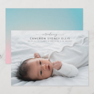 Faire-part Annonce de naissance de bébé avec photo en bleu pa