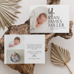 Faire-part Annonce de naissance de bébé photo minimale modern