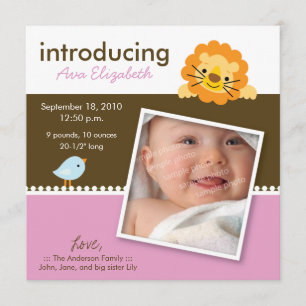Faire-part Annonce de naissance de créateur Lion & Birdie (ro