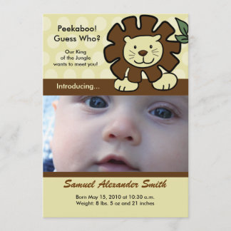 Faire-part Annonce de naissance du BÉBÉ LION Roi de la Jungle