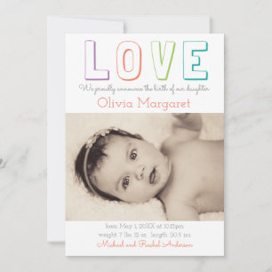 Faire-part Annonce de naissance LOVE Pastel Green Dots