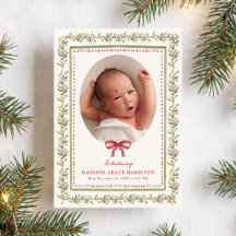 Annonce de naissance Noël Photo Baie de houx à rub