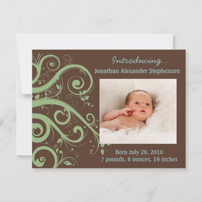 Faire-part Annonce de naissance photo de bébé garçon avec vig (Devant)