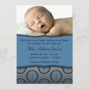 Faire-part Annonce de naissance photo de garçons bleus