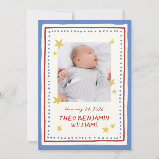 Faire-part Annonce de naissance photo étoilée peinte à la mai