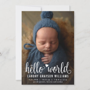 Faire-part Annonce de naissance Photo Hello World Stat