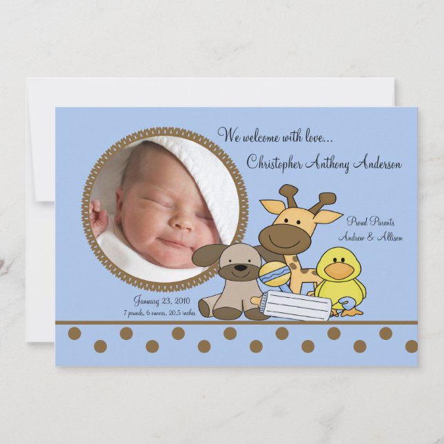 Faire-part Annonce de naissance pour bébé garçon PHOTO (Devant)