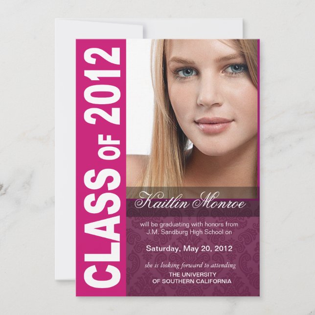 Faire-part Annonce de photo de remise de diplôme audacieuse e (Devant)