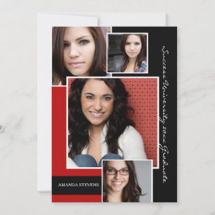 Faire-part Annonce de quatre photos pour un diplômé élégant