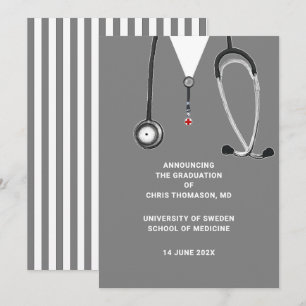 Faire-part Annonce de remise de diplôme de l'école de médecin