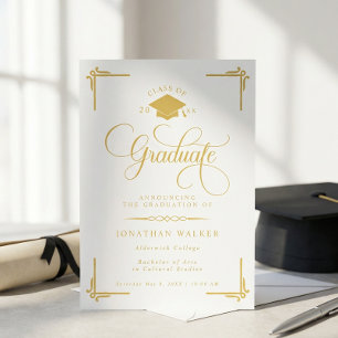 Faire-part Annonce de remise de diplôme universitaire en or b