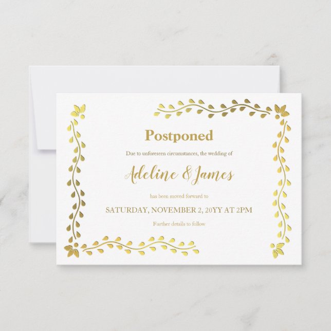 Faire-part Annonce de report chic (Devant)