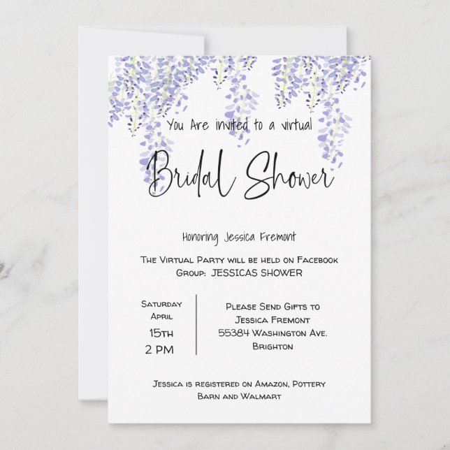 Faire-part Annonce Facebook de la Wedding shower de mariage v (Devant)