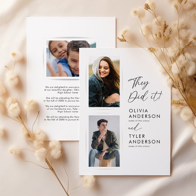 Faire-part Annonce photo de double remise de diplômes (Créateur téléchargé)