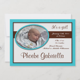 Faire-part Annonces Brown de naissance de Cyan Stripe
