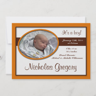 Faire-part Annonces Brown de naissance Orange