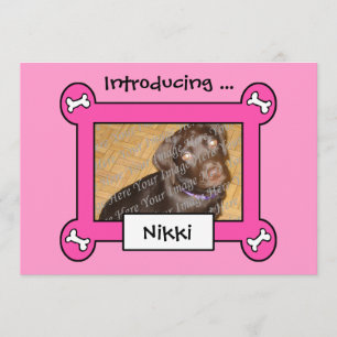Faire-part Annonces d'adoption de chien ou de naissance (rose