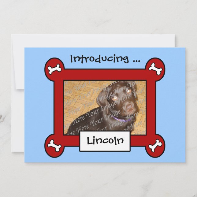 Faire-part Annonces d'adoption de chien ou de naissance (roug (Devant)