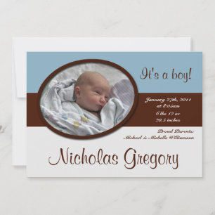 Faire-part Annonces de demi-naissance Brown Bleu