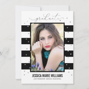 Faire-part Annonces de graduation de Black and Silver Foil