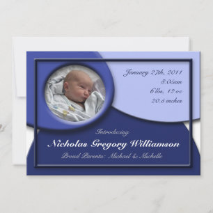 Faire-part Annonces de naissance arrondies en bleu foncé