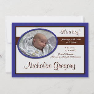 Faire-part Annonces de naissance Brown en bande bleu foncé