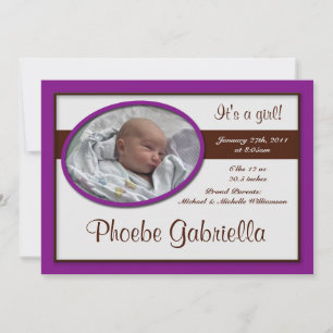 Faire-part Annonces de naissance Brown en brun pourpre foncé