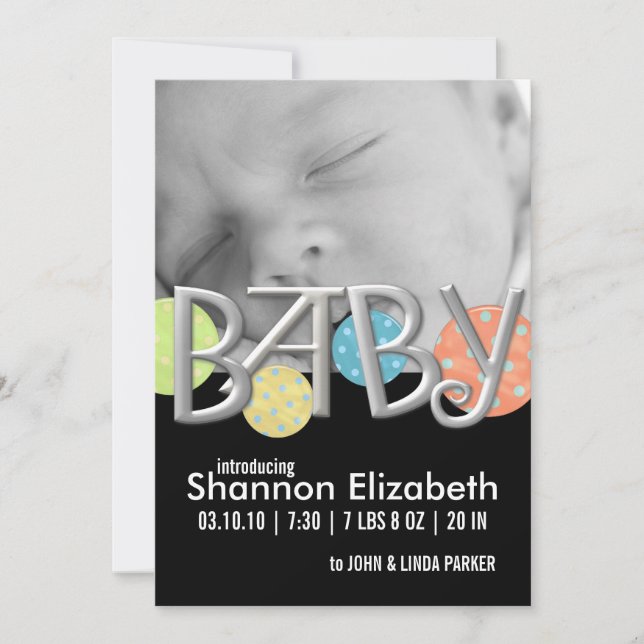 Faire-part Annonces de naissance de bébé moderne (Devant)