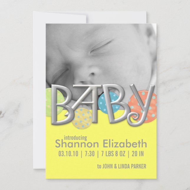 Faire-part Annonces de naissance de bébé moderne (Devant)
