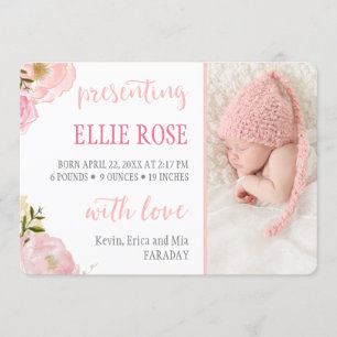 Faire-part Annonces de naissance de photo de rose de roses