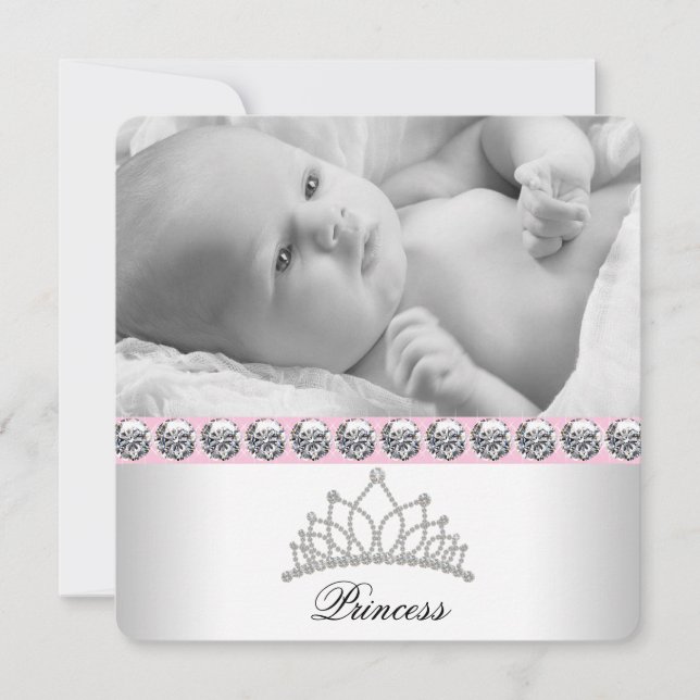 Faire-part Annonces de naissance de princesse rose (Devant)