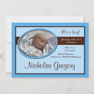 Faire-part Annonces de naissance en bleu Brown