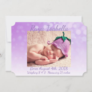 Faire-part Annonces de naissance personnalisées Puprle Baby P