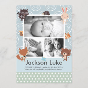 Faire-part Annonces de naissance photo de garçon bébé animal