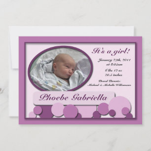 Faire-part Annonces De Naissance Violet Dotée Fun