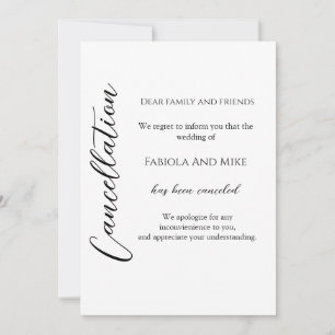 Faire-part Annulation de mariage en calligraphie moderne